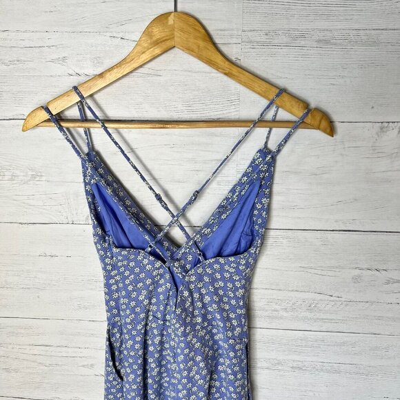 Abercrombie & Fitch Jumpsuit Womens SZ XXS Blue & White Floral Ditsy Cottagecore - Picture 11 of 16